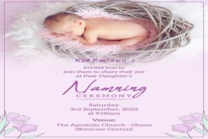 invitation card for name ceremony