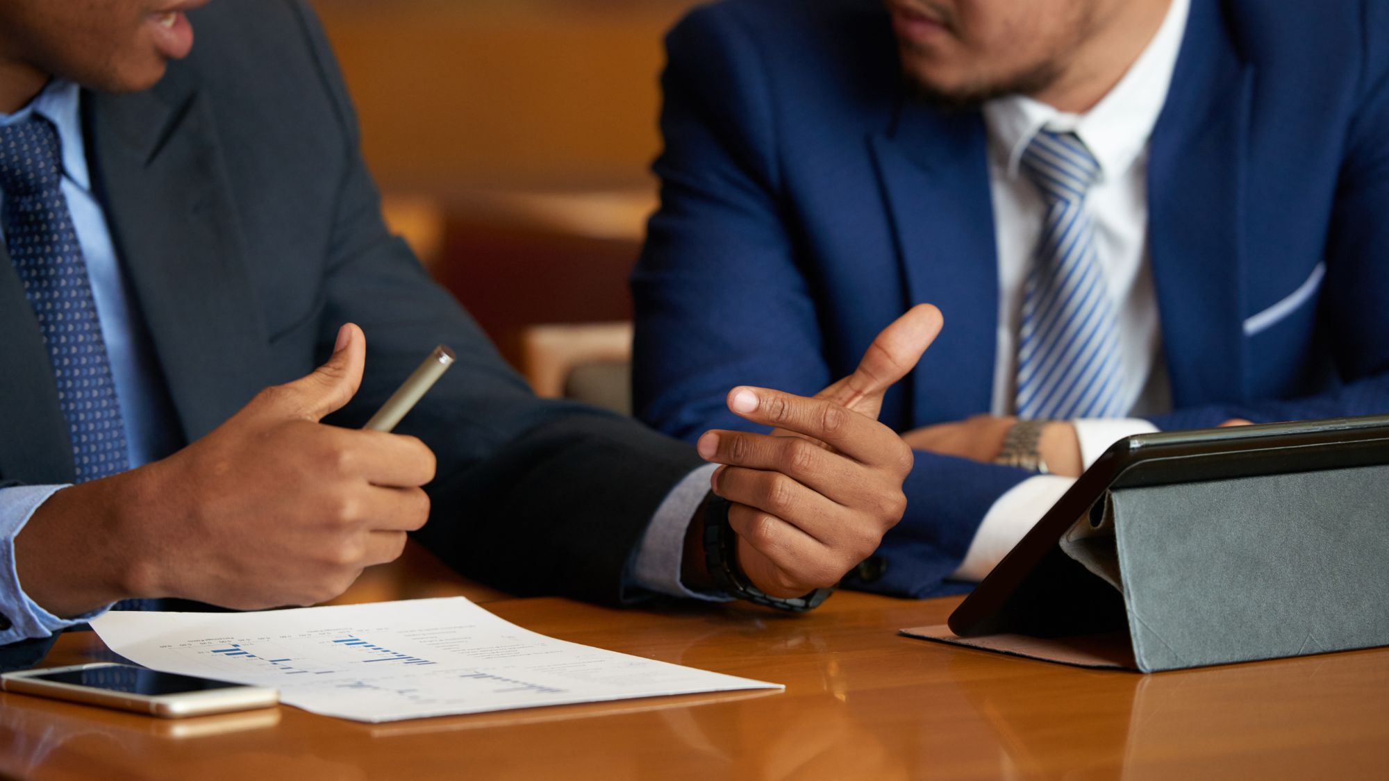 A couple of property agent discussing resolution of disputes