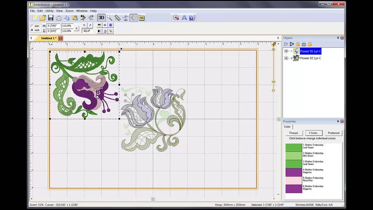 Making a custom embroidery design on laptop.