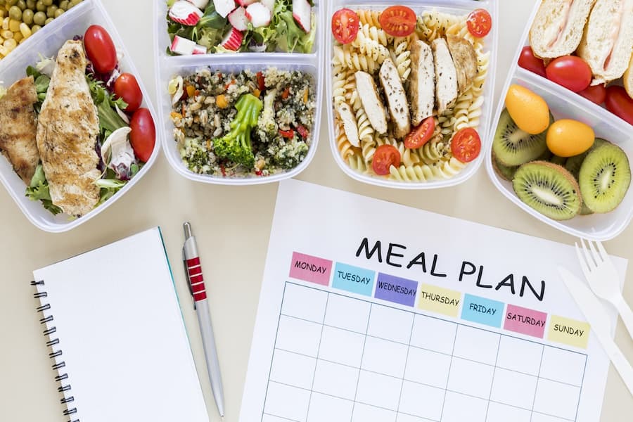 A weekly meal plan featuring a variety of healthy and nutritious food options.