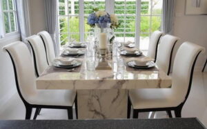 marble dining table and chairs