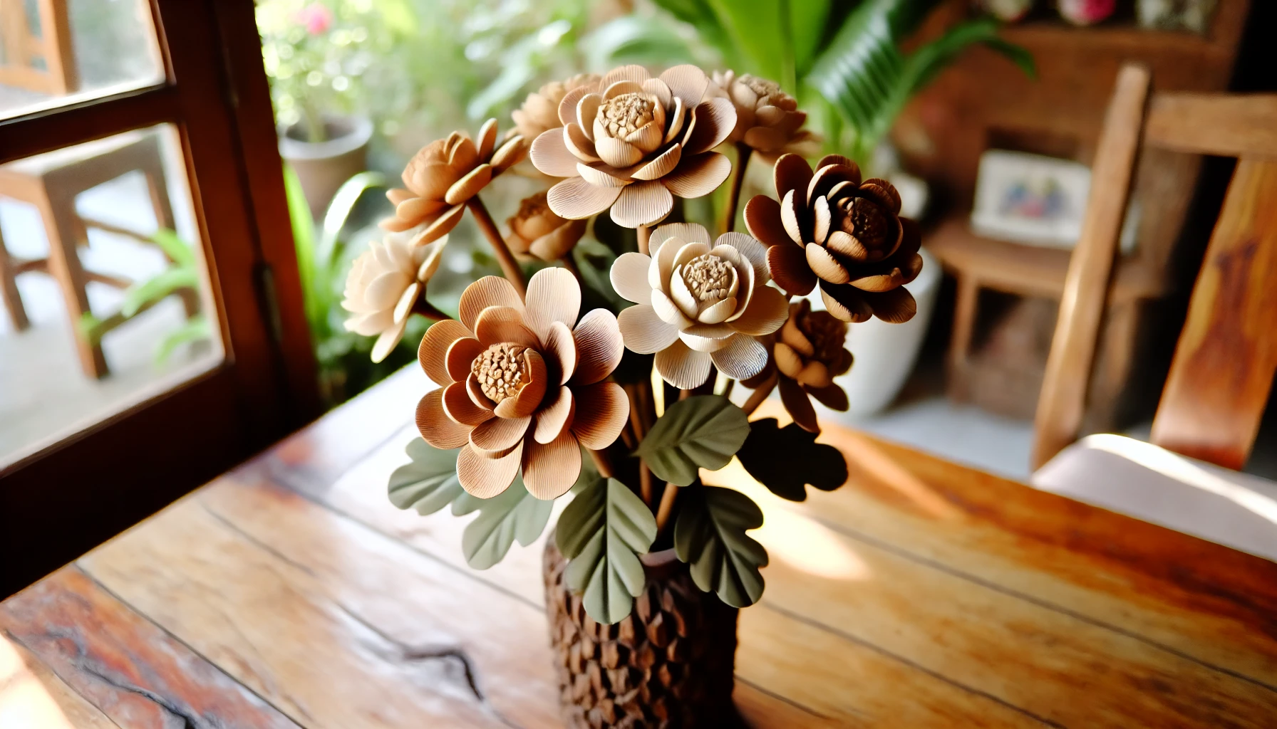 wooden flowers