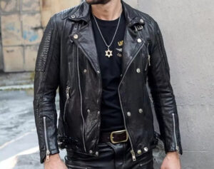 black biker jacket