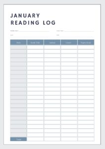 January Readıng log Printable